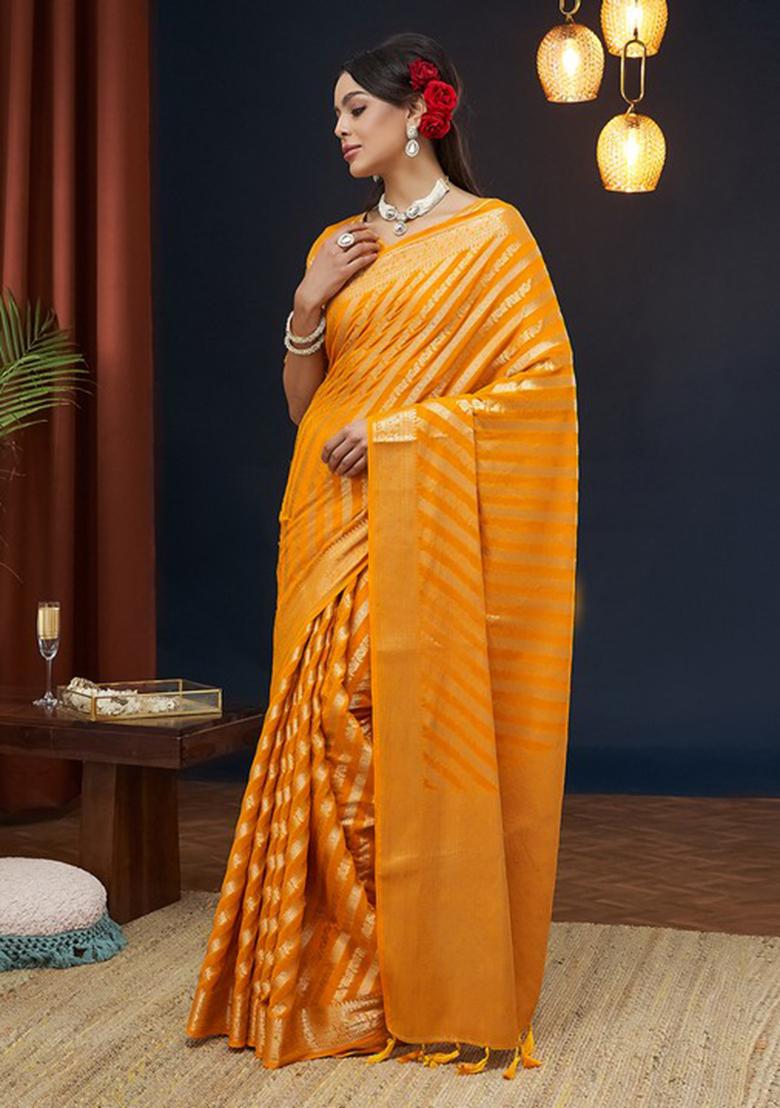 Yellow Leheriya Print Georgette Saree Set