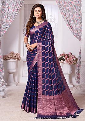 Blue Leheriya Print Georgette Saree Set