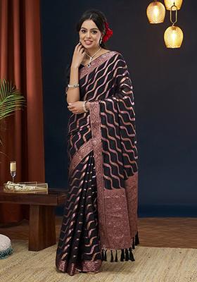 Black Leheriya Print Georgette Saree Set