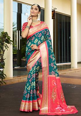 Green Digital Print Crepe Saree Set