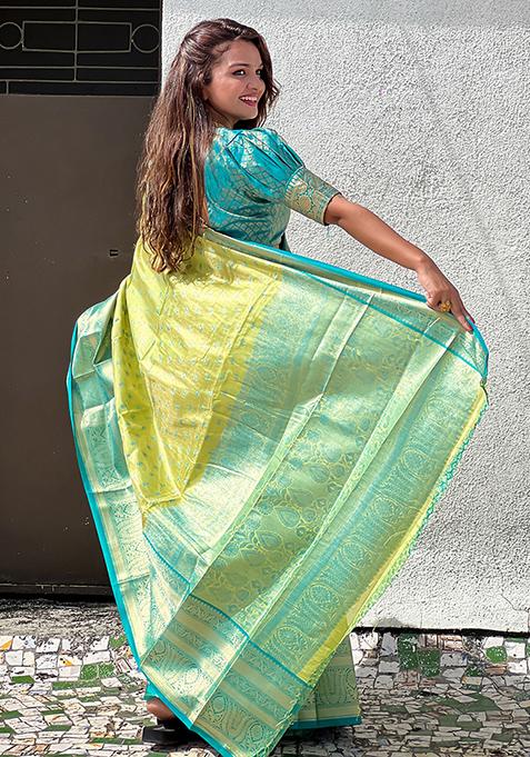 Green Zari Woven Tissue Silk Saree Set