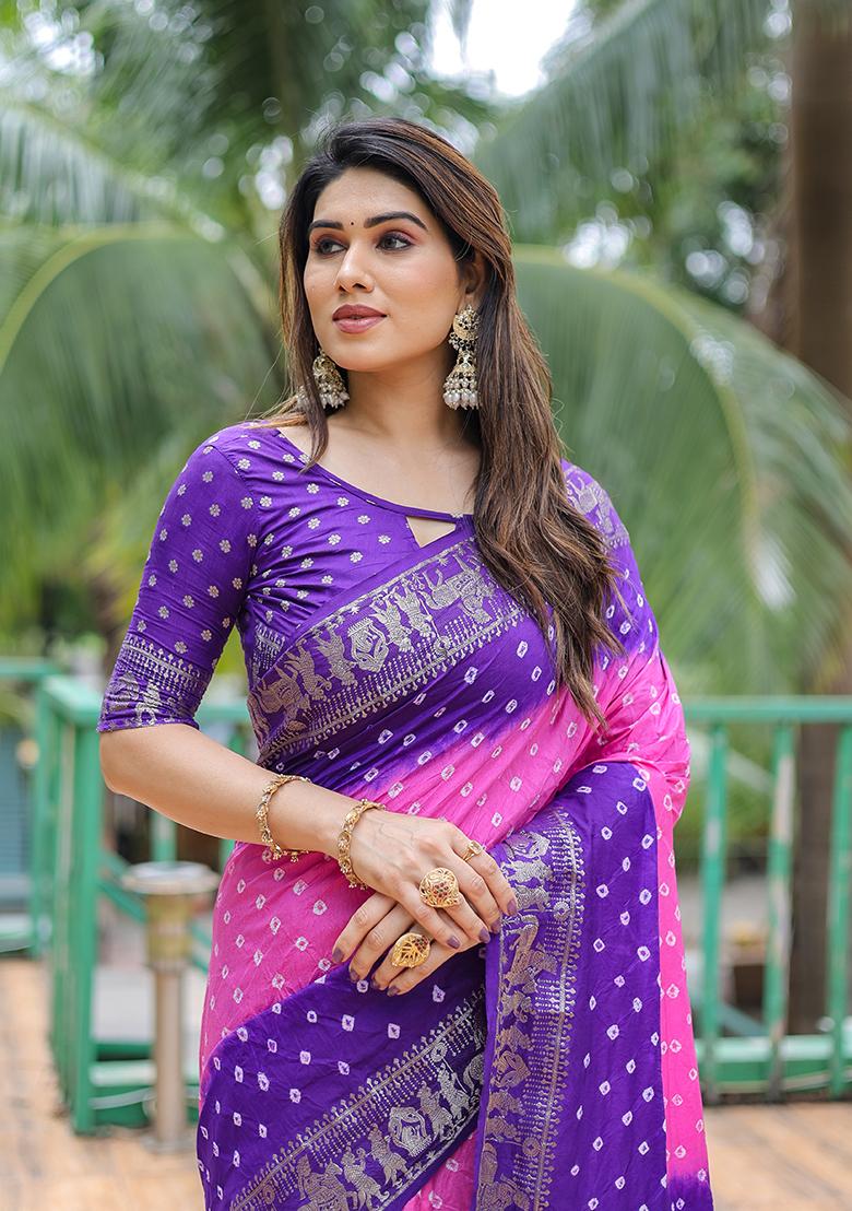 Pink Zari Woven Dola Silk Saree Set