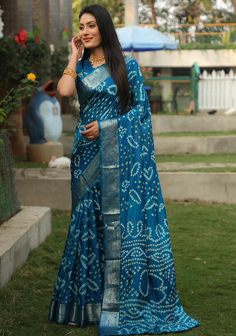 Sky Blue Zari Woven Handloom Silk Saree Set
