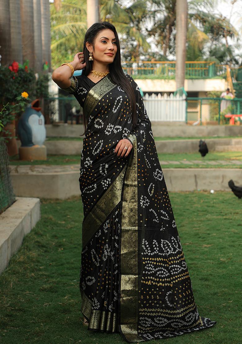 Black Zari Woven Handloom Silk Saree Set