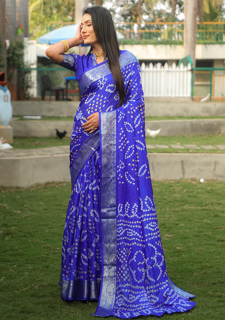Blue Zari Woven Handloom Silk Saree Set