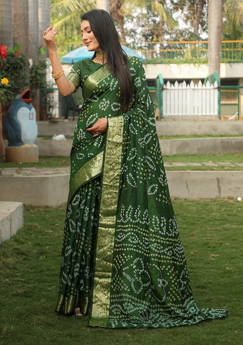 Green Zari Woven Handloom Silk Saree Set