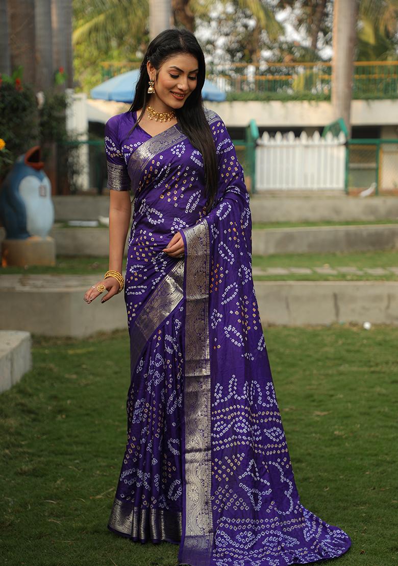 Lavender Zari Woven Handloom Silk Saree Set