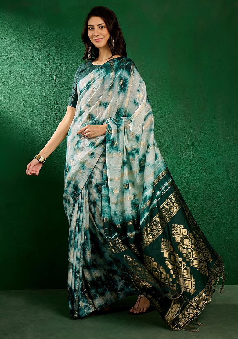 Green Zari Woven Staple Cotton Saree Set