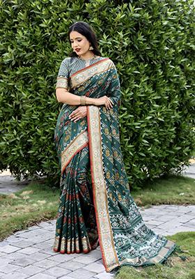 Green Zari Woven Handloom Silk Saree Set