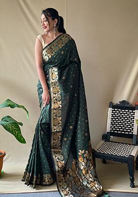 Green Zari Woven Soft Silk Saree Set