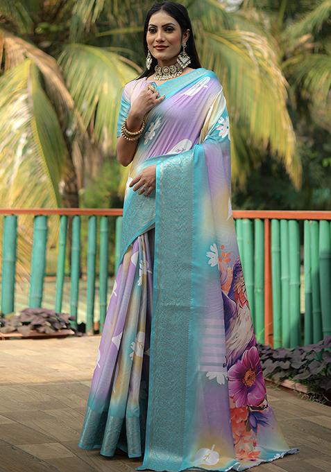 Blue Zari Woven Dola Silk Saree Set