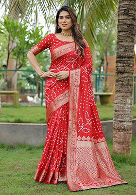 Maroon Zari Woven Dola Silk Saree Set