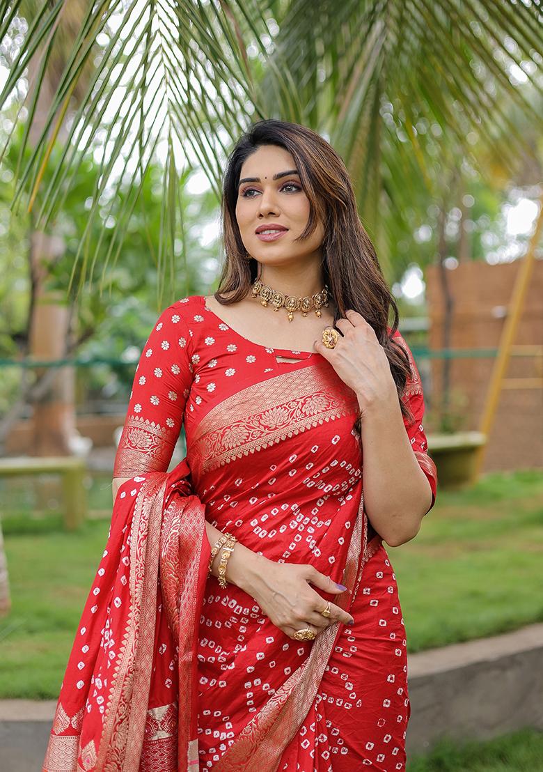 Maroon Zari Woven Dola Silk Saree Set