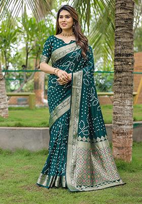 Green Zari Woven Dola Silk Saree Set