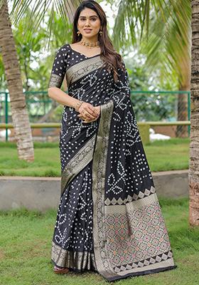 Black Zari Woven Dola Silk Saree Set