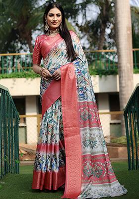 Off White Zari Woven Dola Silk Saree Set