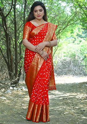 Maroon Zari Woven Kanjivaram Silk Saree Set