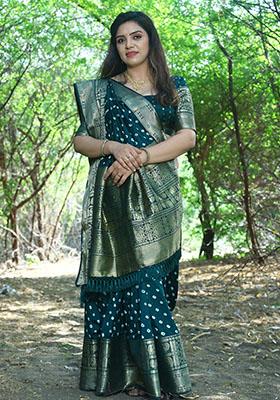 Green Zari Woven Kanjivaram Silk Saree Set