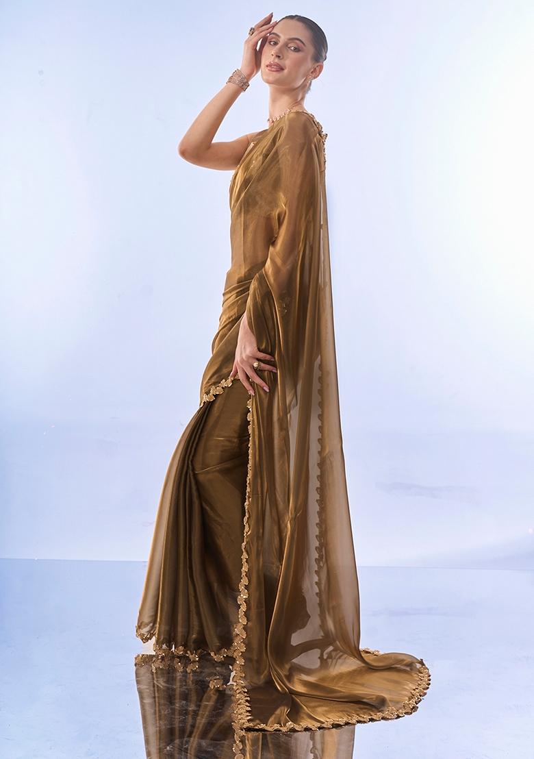 Green Lace Work Jimmy Choo Saree Set