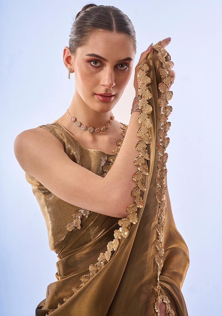 Green Lace Work Jimmy Choo Saree Set