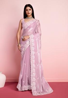 Pink Sequin Embroidered Jimmy Choo Saree Set