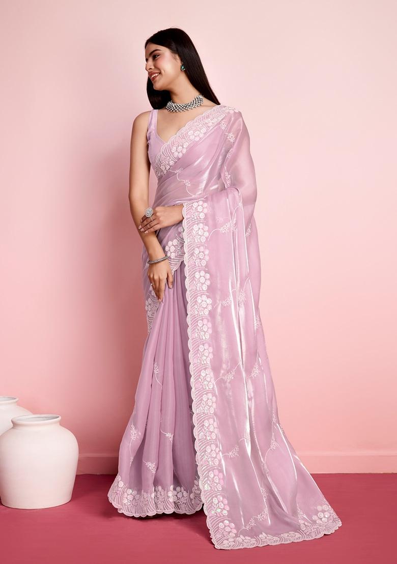 Pink Sequin Embroidered Jimmy Choo Saree Set