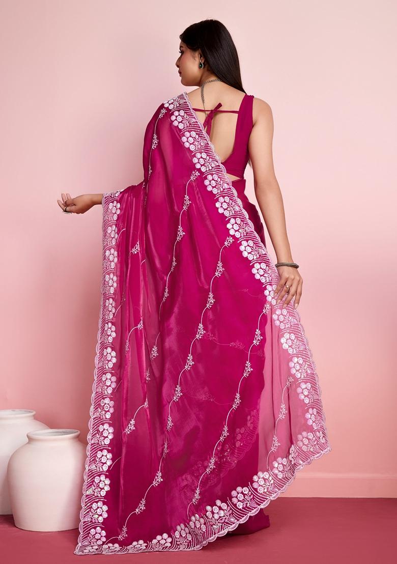 Pink Sequin Embroidered Jimmy Choo Saree Set
