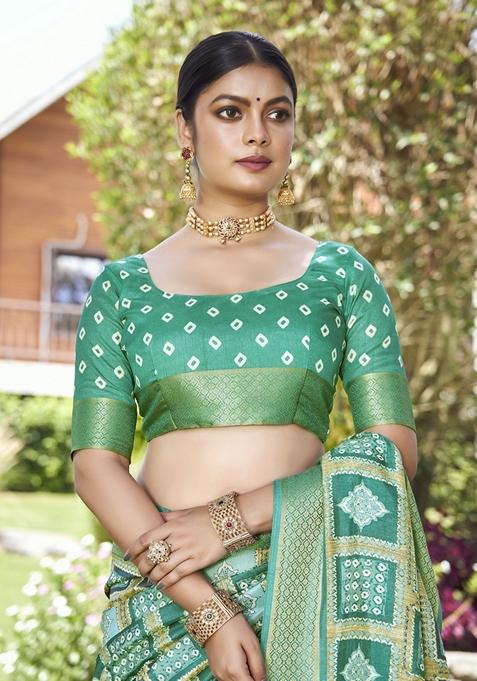 Rama Blue Zari Woven Kalamkari Silk Saree Set