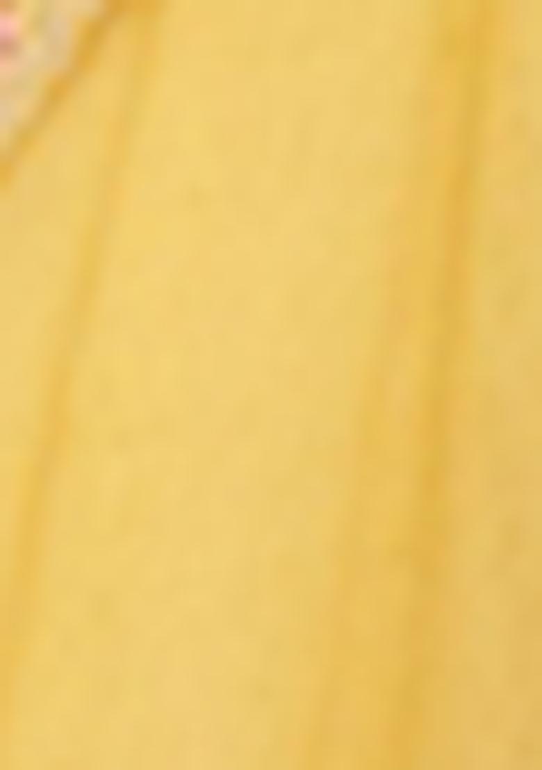 Yellow Sequin Thread Embroidered Net Saree Set