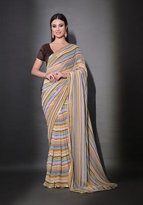Multicolor Sequin Embroidered Georgette Saree Set