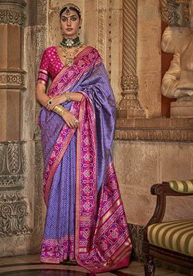 Lavender Woven Banarasi Silk Saree Set