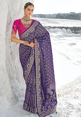 Red Zari Woven Georgette Saree Set