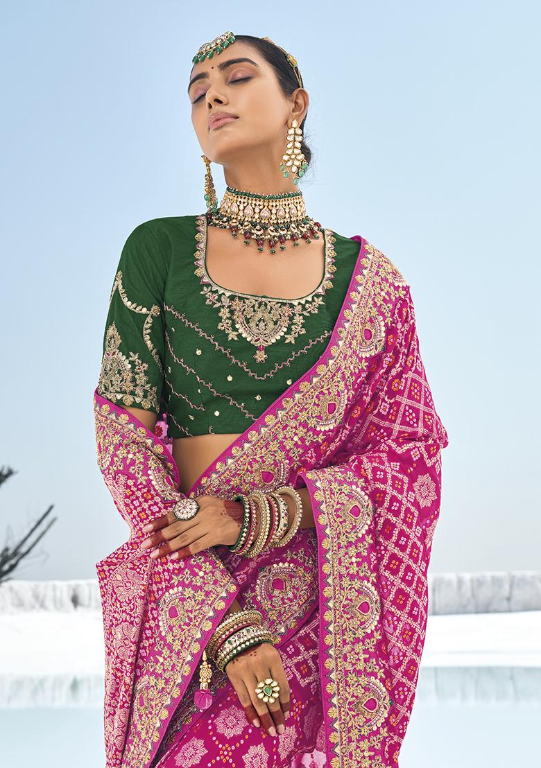 Red Zari Woven Georgette Saree Set