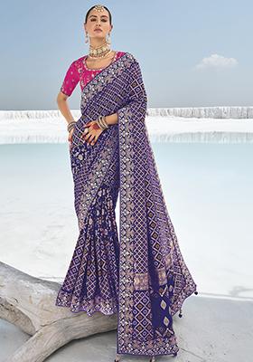 Maroon Zari Woven Georgette Saree Set