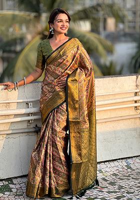 Green Zari Woven Dharmavaram Silk Saree Set