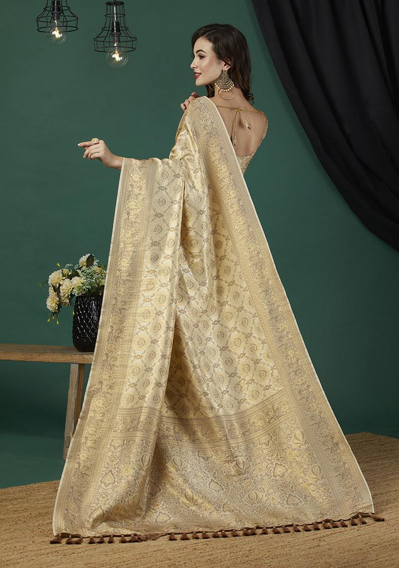 Chiku Brown Zari Woven Kanjivaram Saree Set
