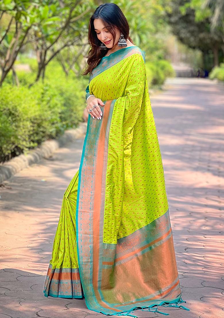 Green Zari Woven Soft Silk Saree Set
