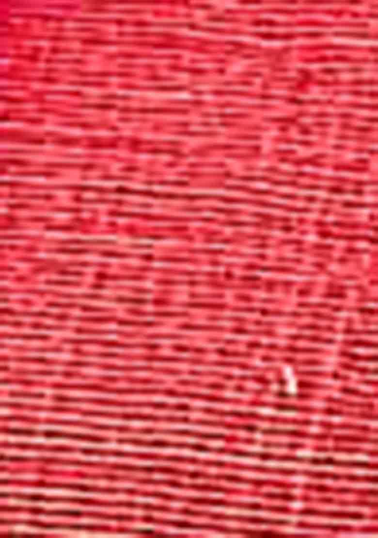 Red Woven Thread Embroidered Silk Cotton Saree Set