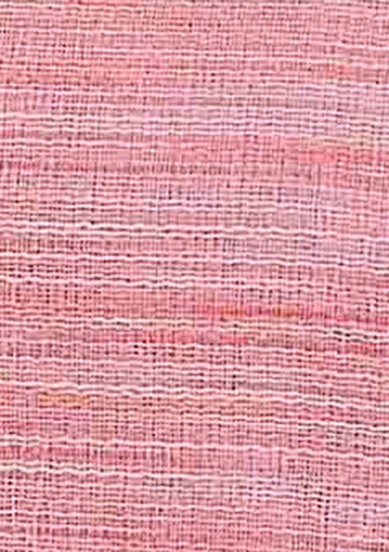 Peach Zari Woven Linen Saree Set