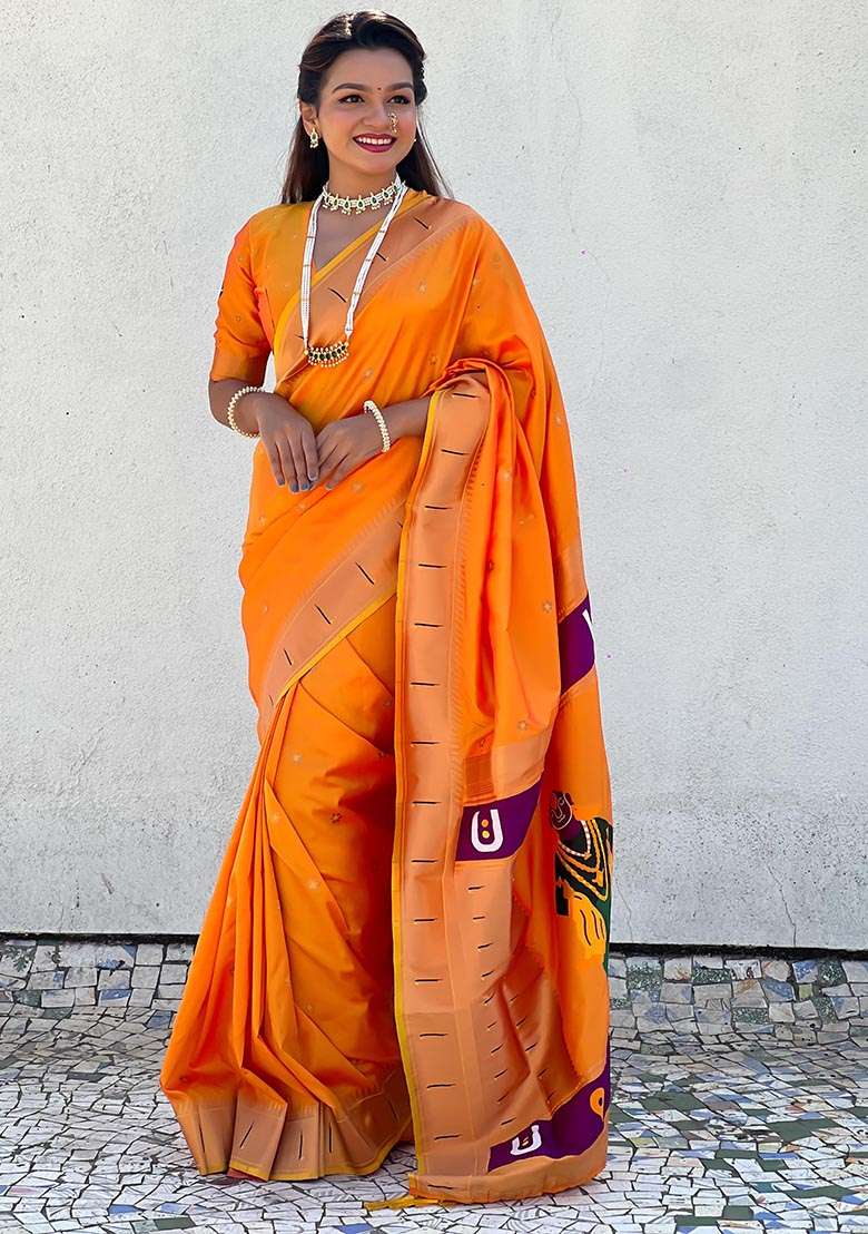 Yellow Zari Woven Soft Silk Saree Set - Indya