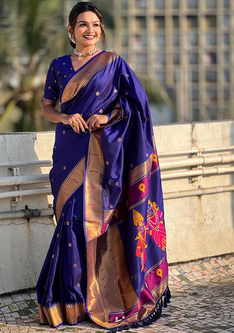 Lavender Zari Woven Soft Silk Saree Set