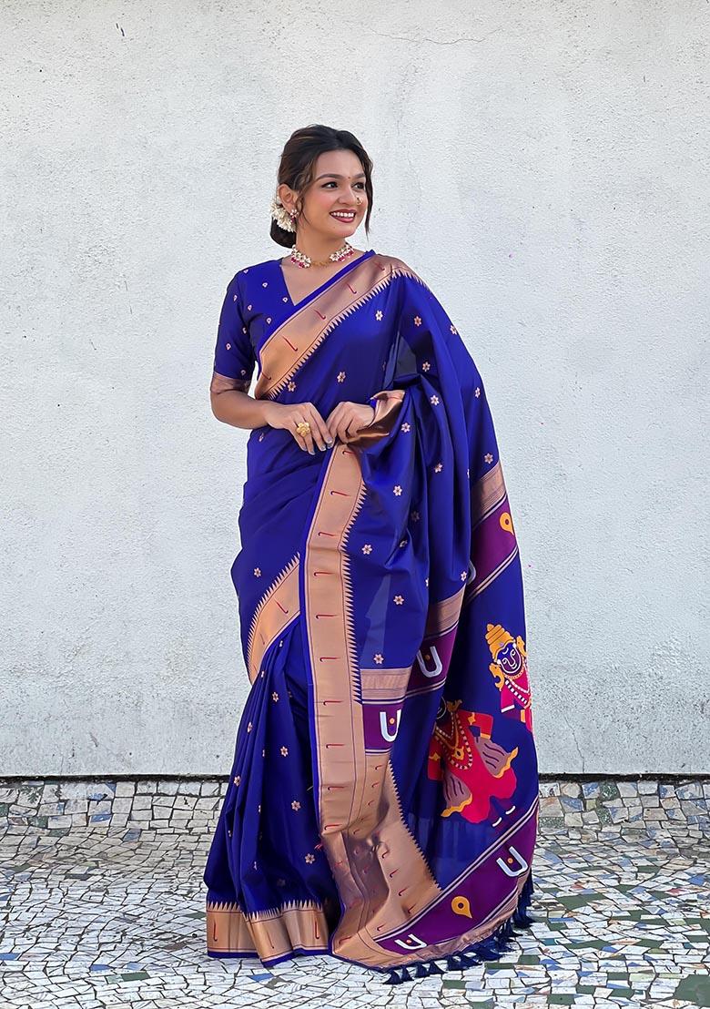 Lavender Zari Woven Soft Silk Saree Set