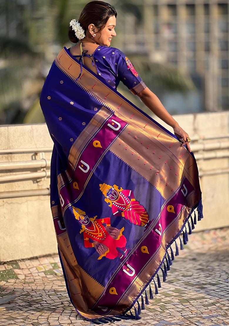 Lavender Zari Woven Soft Silk Saree Set