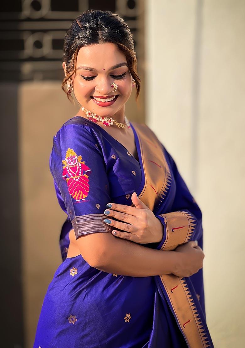 Lavender Zari Woven Soft Silk Saree Set