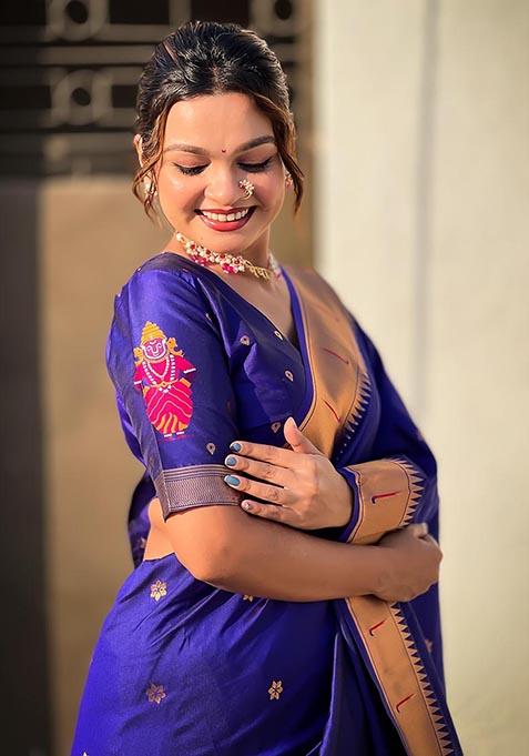 Lavender Zari Woven Soft Silk Saree Set