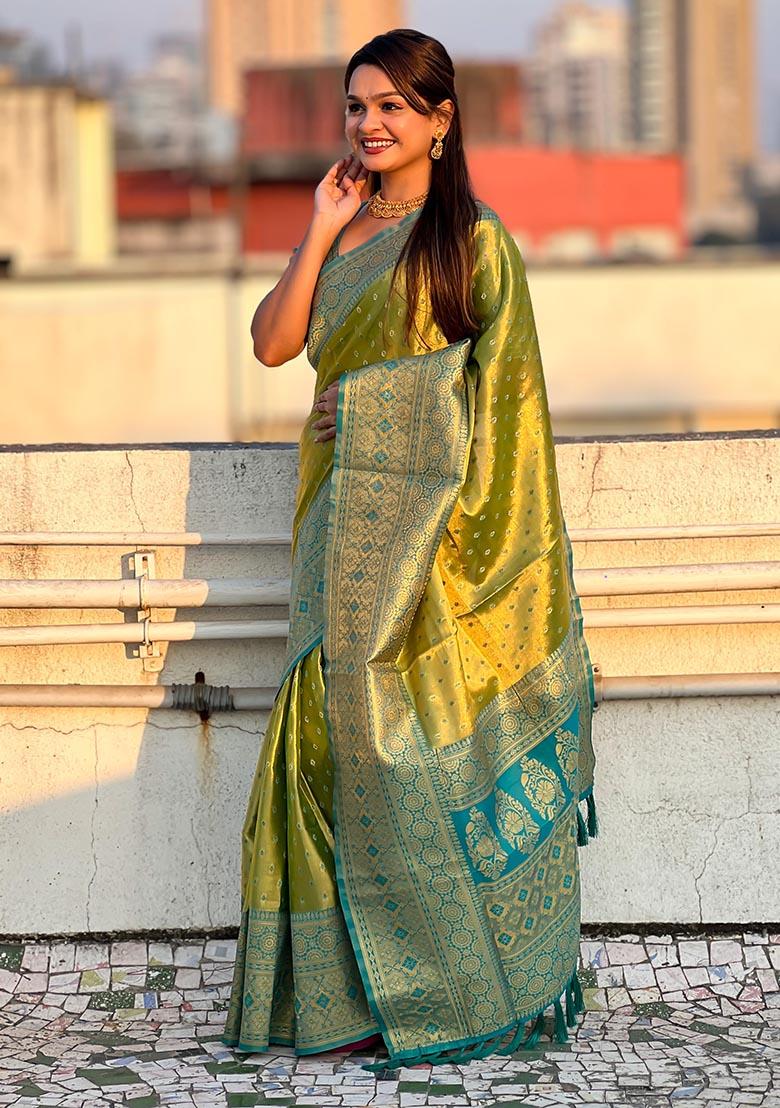 Green Zari Woven Tissue Silk Saree Set