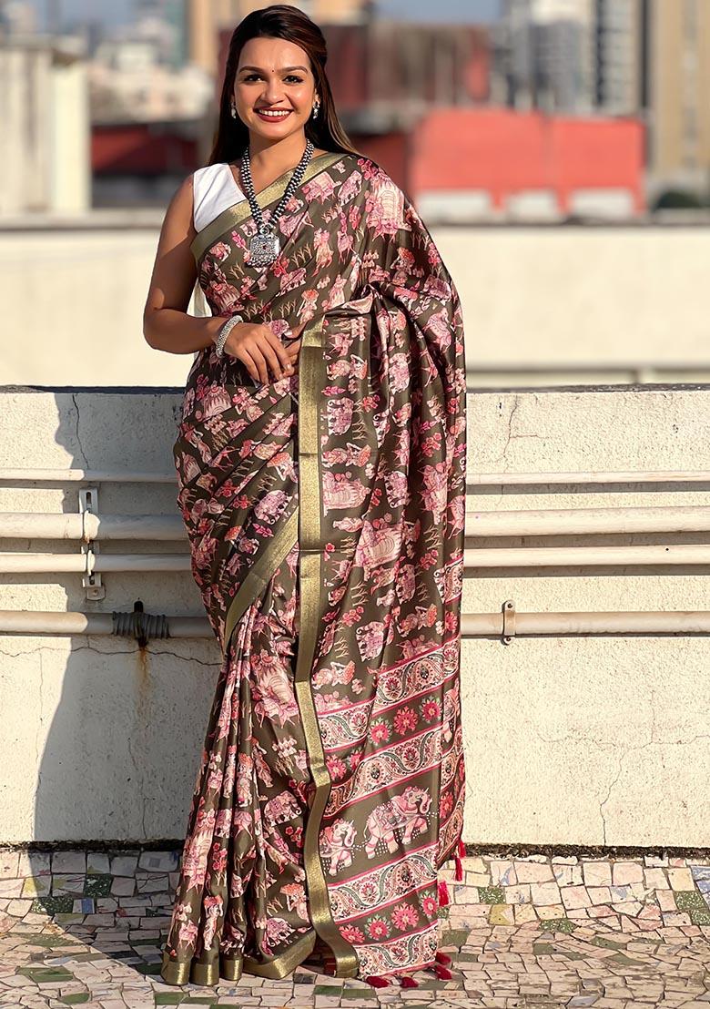 Green Zari Woven Tussar Silk Saree Set