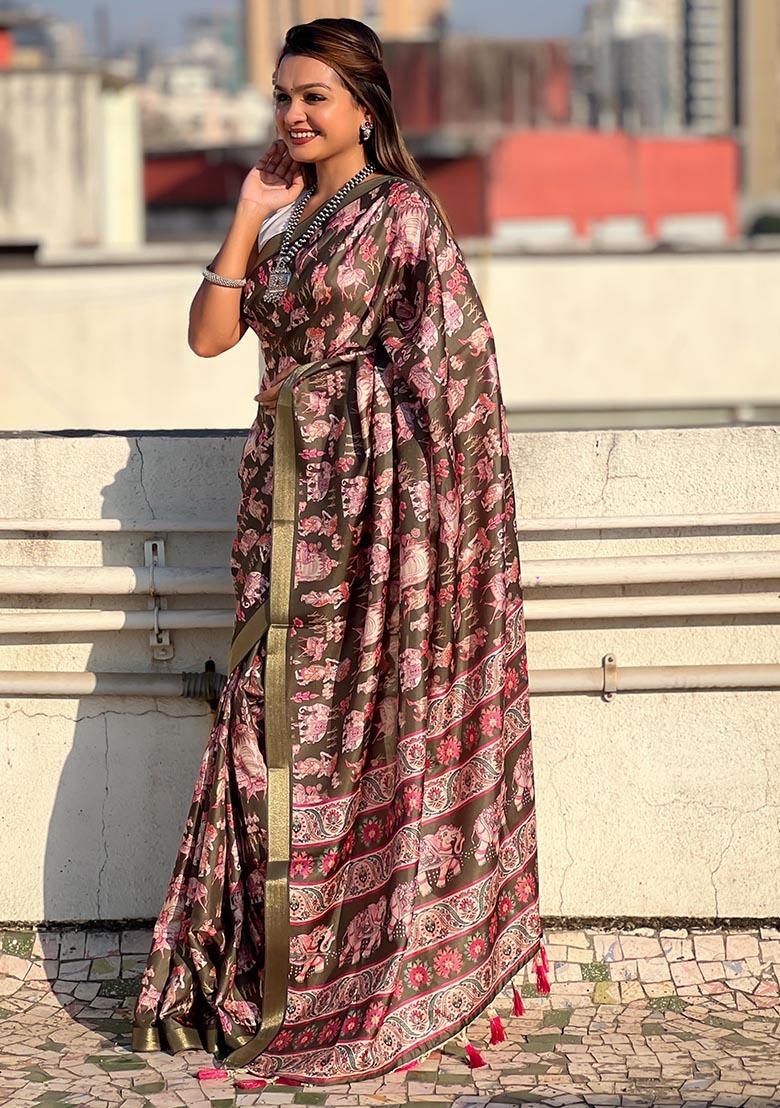 Green Zari Woven Tussar Silk Saree Set