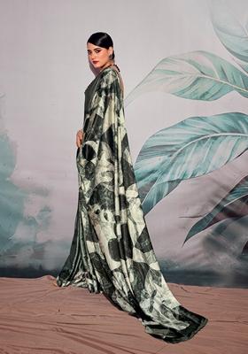 Black Zari Woven Satin Saree Set