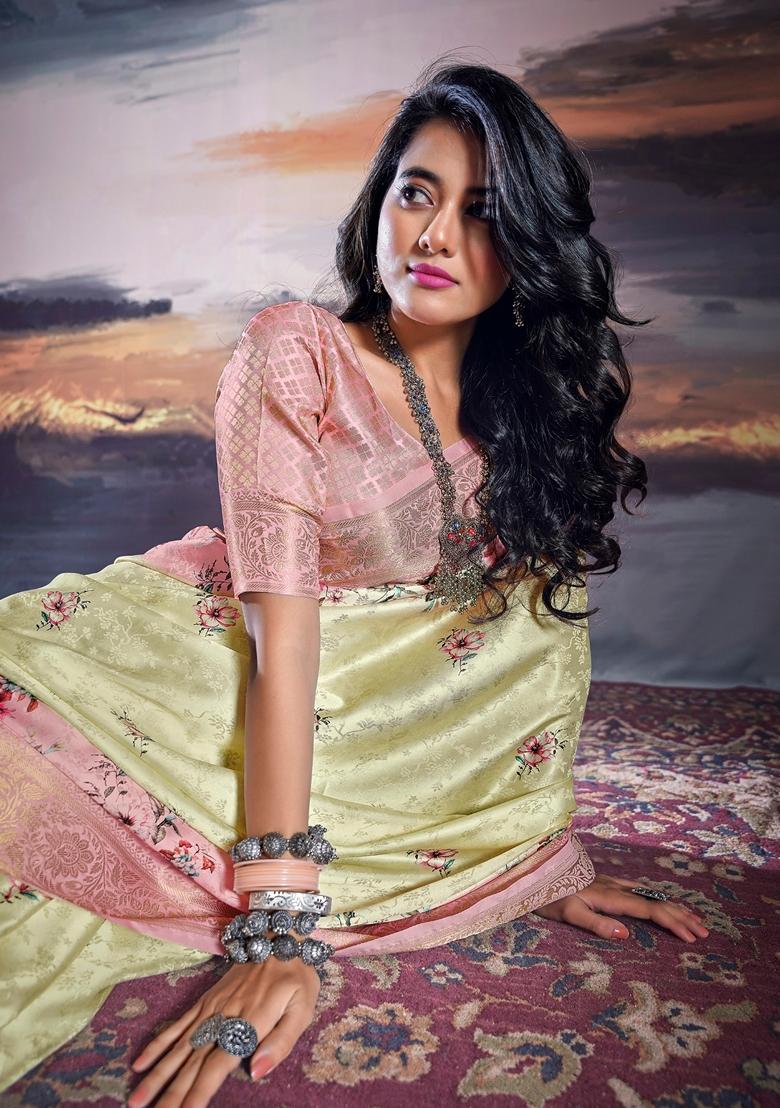 Light Green Zari Woven Silk Saree Set